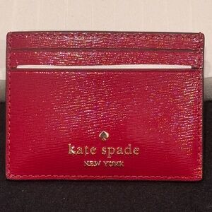 Kate Spade New York Madison Small Slim Cardholder Red Jam Saffiano Leather